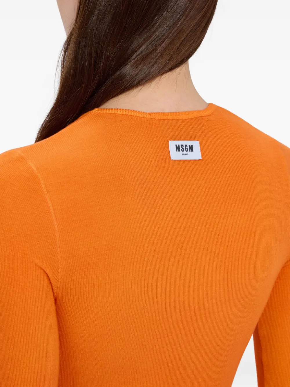 MSGM Top met ronde hals en lange mouwen Oranje