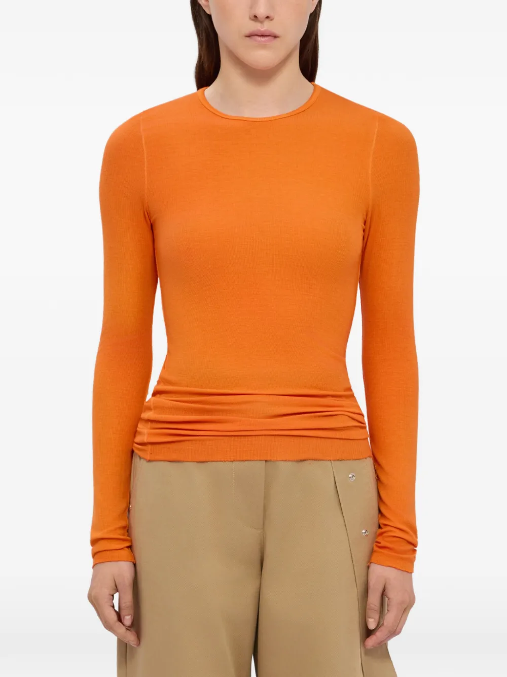  Msgm Long-sleeve Crew Neck Top - Orange 