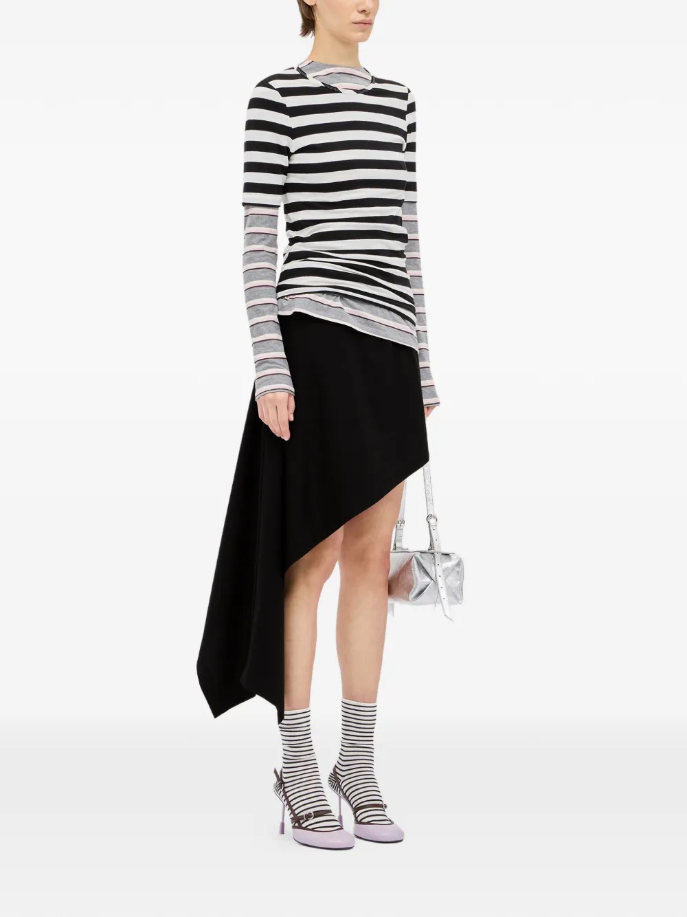  Msgm Draped Asymmetric Mini Skirt - Black 