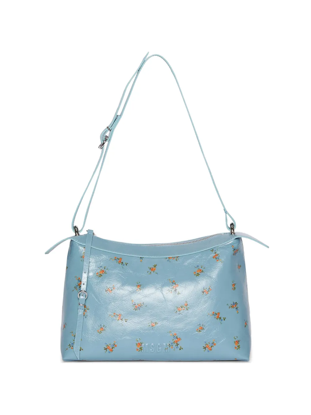 MSGM Borsa a spalla con dettaglio a fiori - Blu