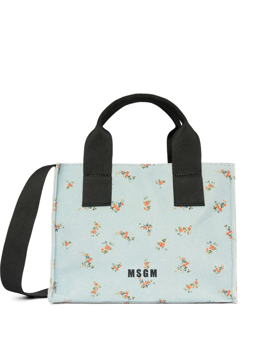 Msgm Floral-print Tote Bag In Blue
