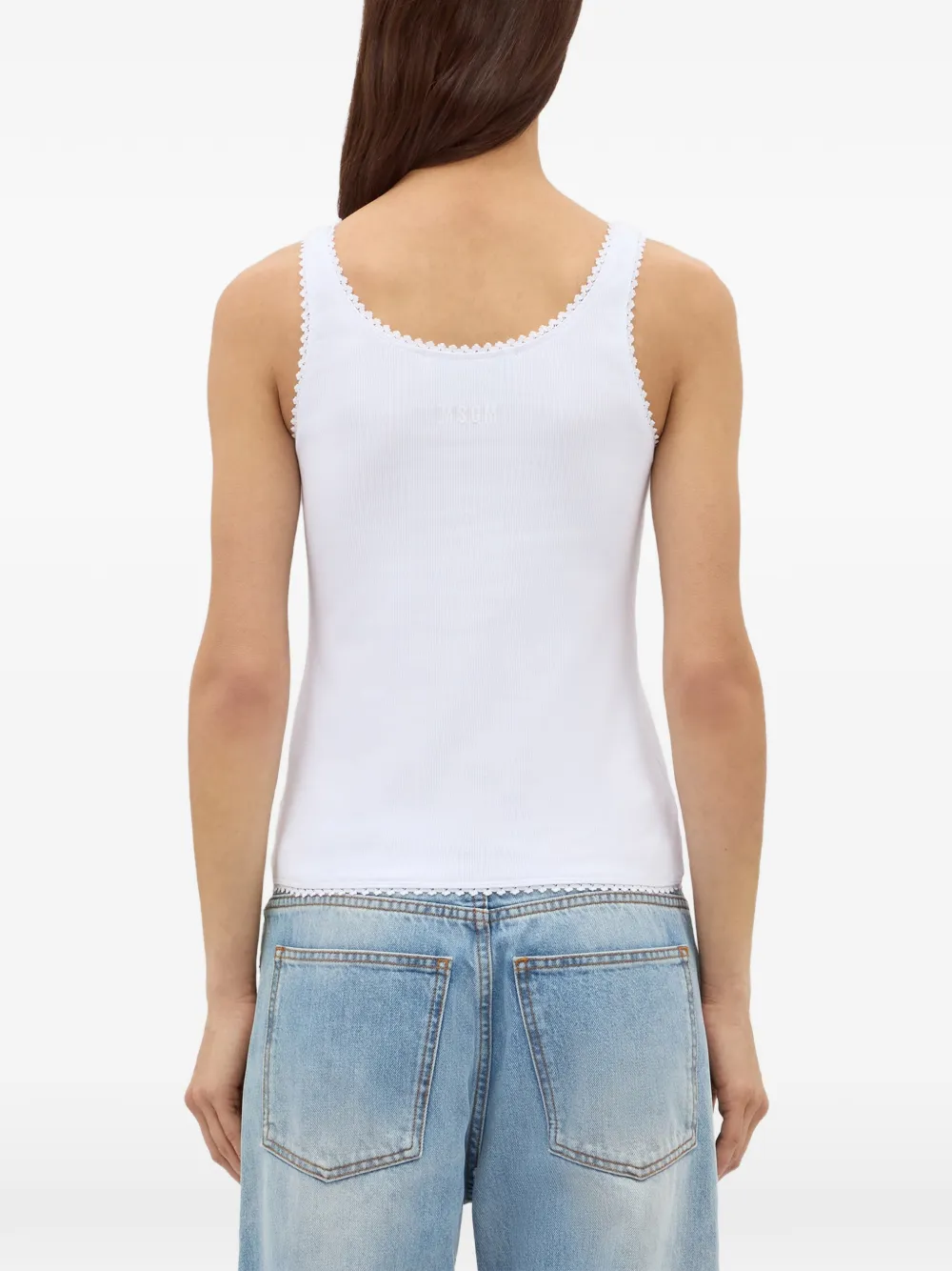 MSGM Top met afwerking van kant en strik Wit