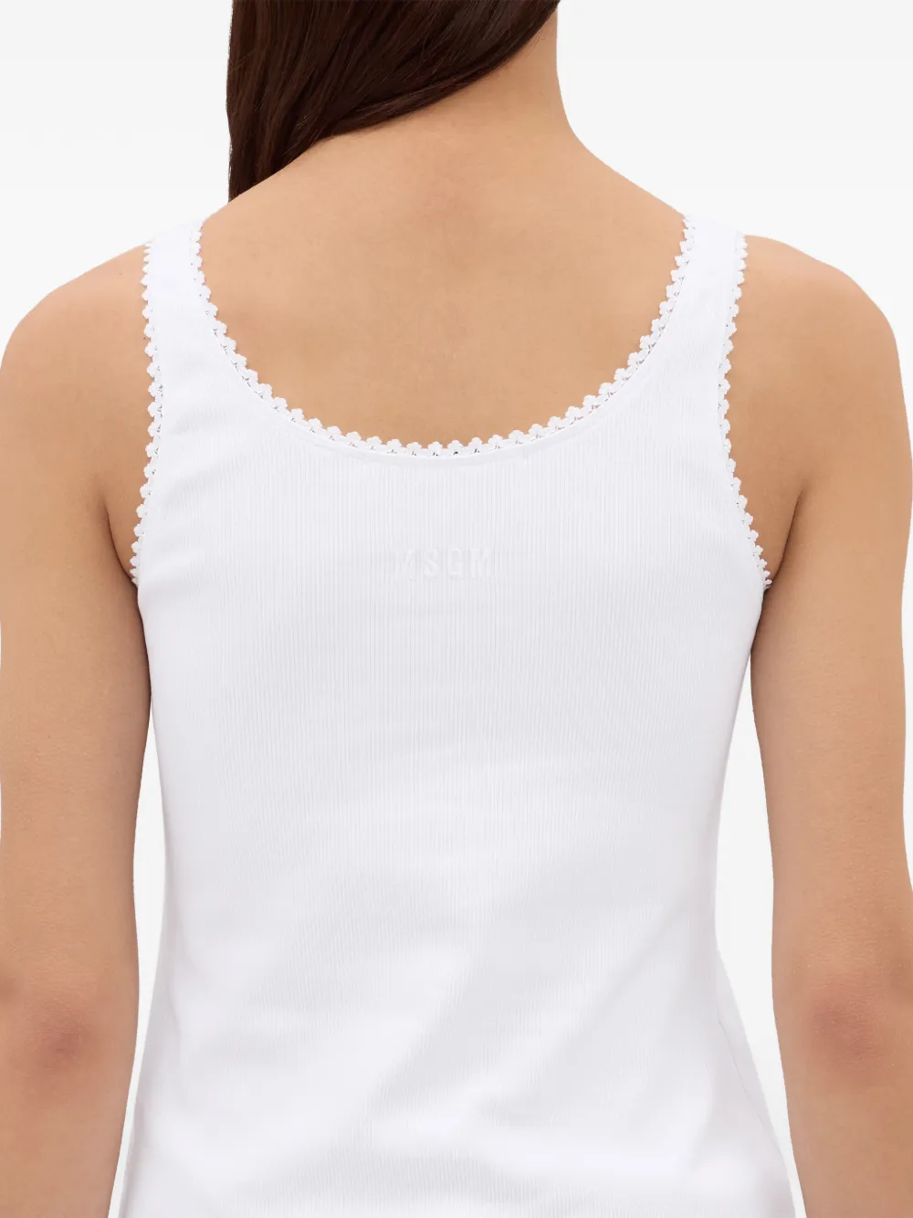 MSGM Top met afwerking van kant en strik Wit