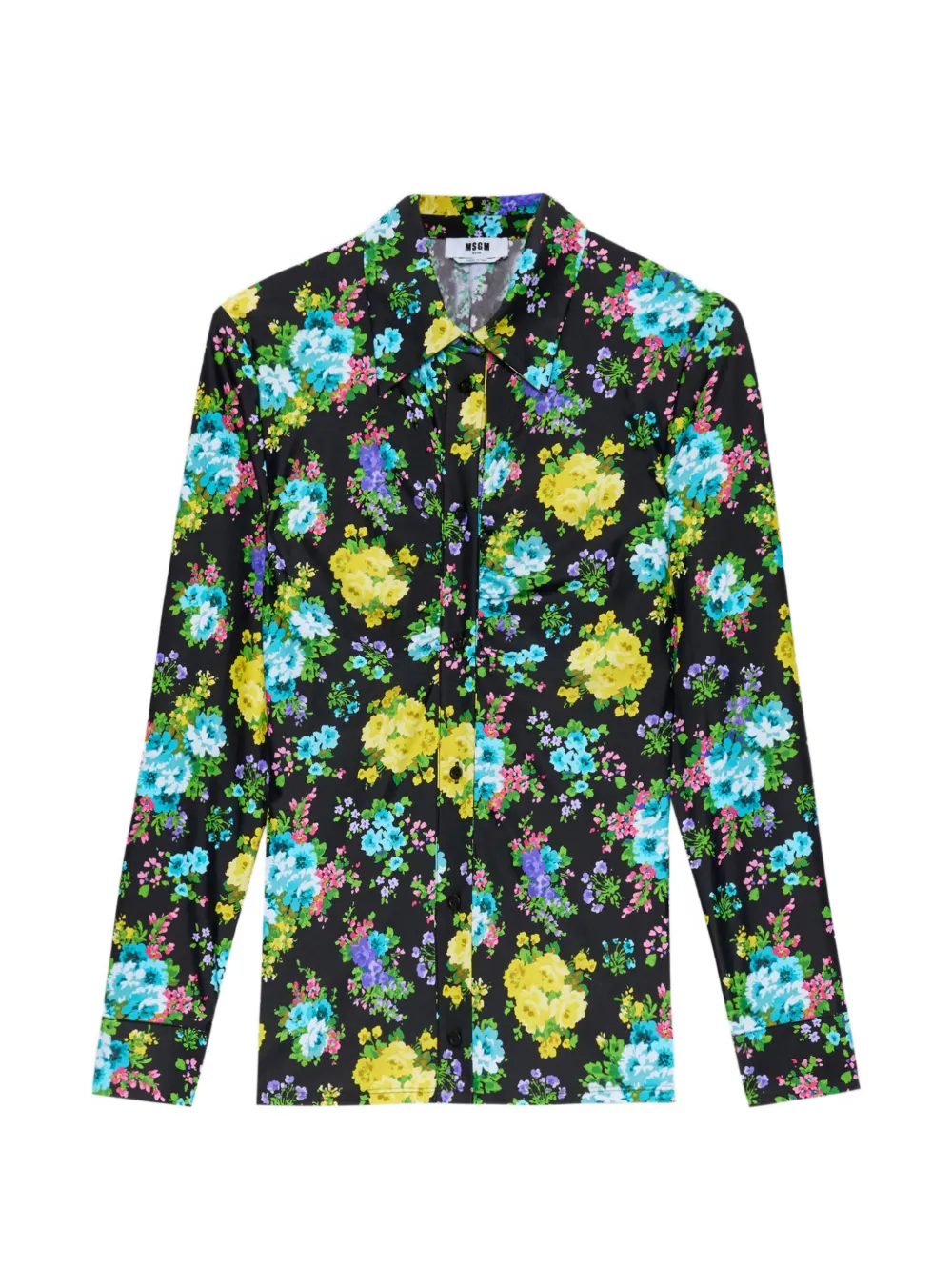 Msgm Floral Collared Shirt In Multi
