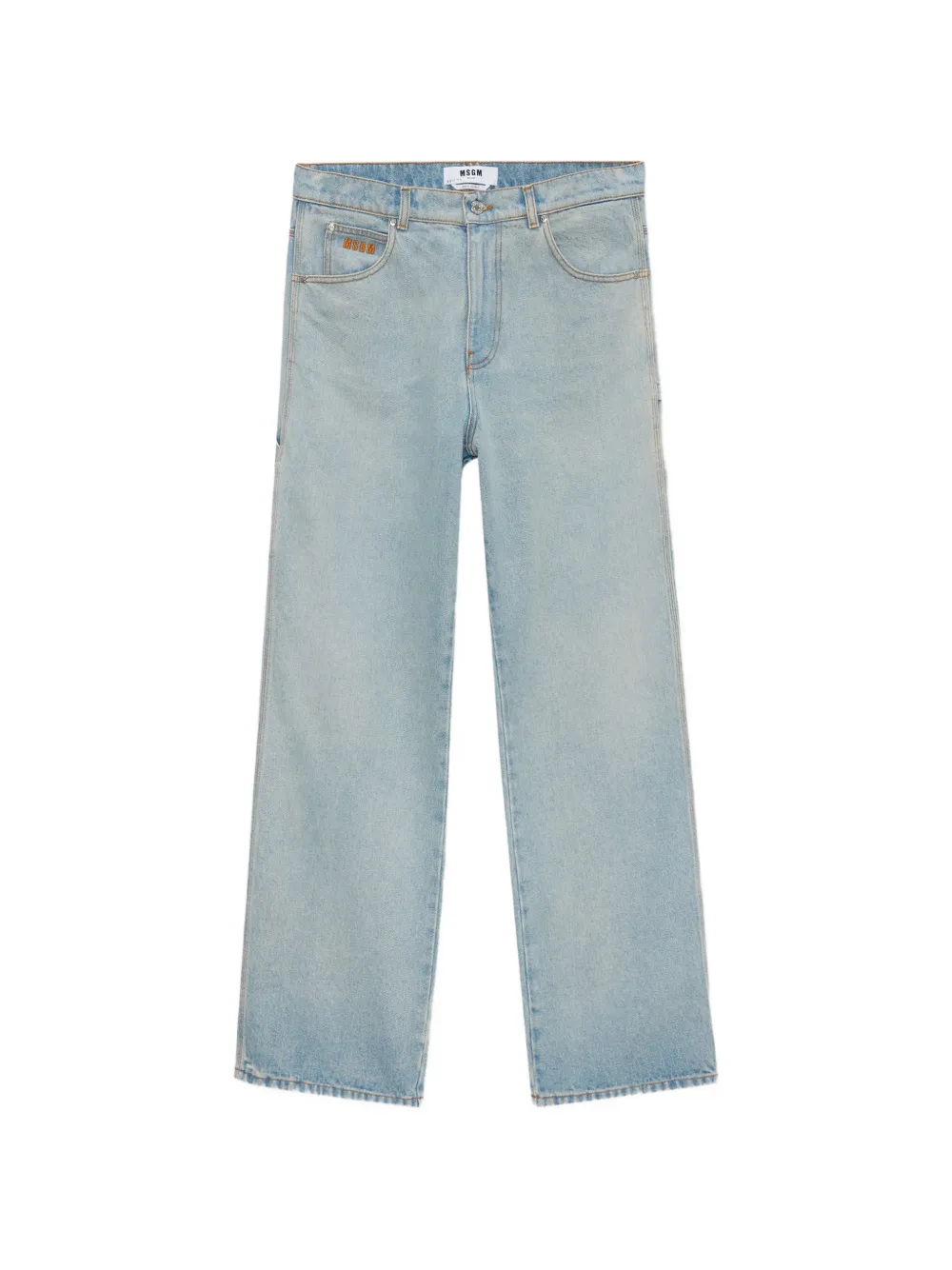 MSGM logo-embroidered pocket jeans - Blu