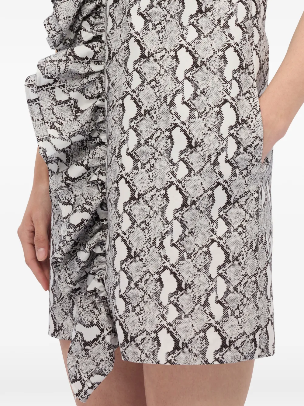 MSGM Mini-jurk met slangenprint en ruches Grijs