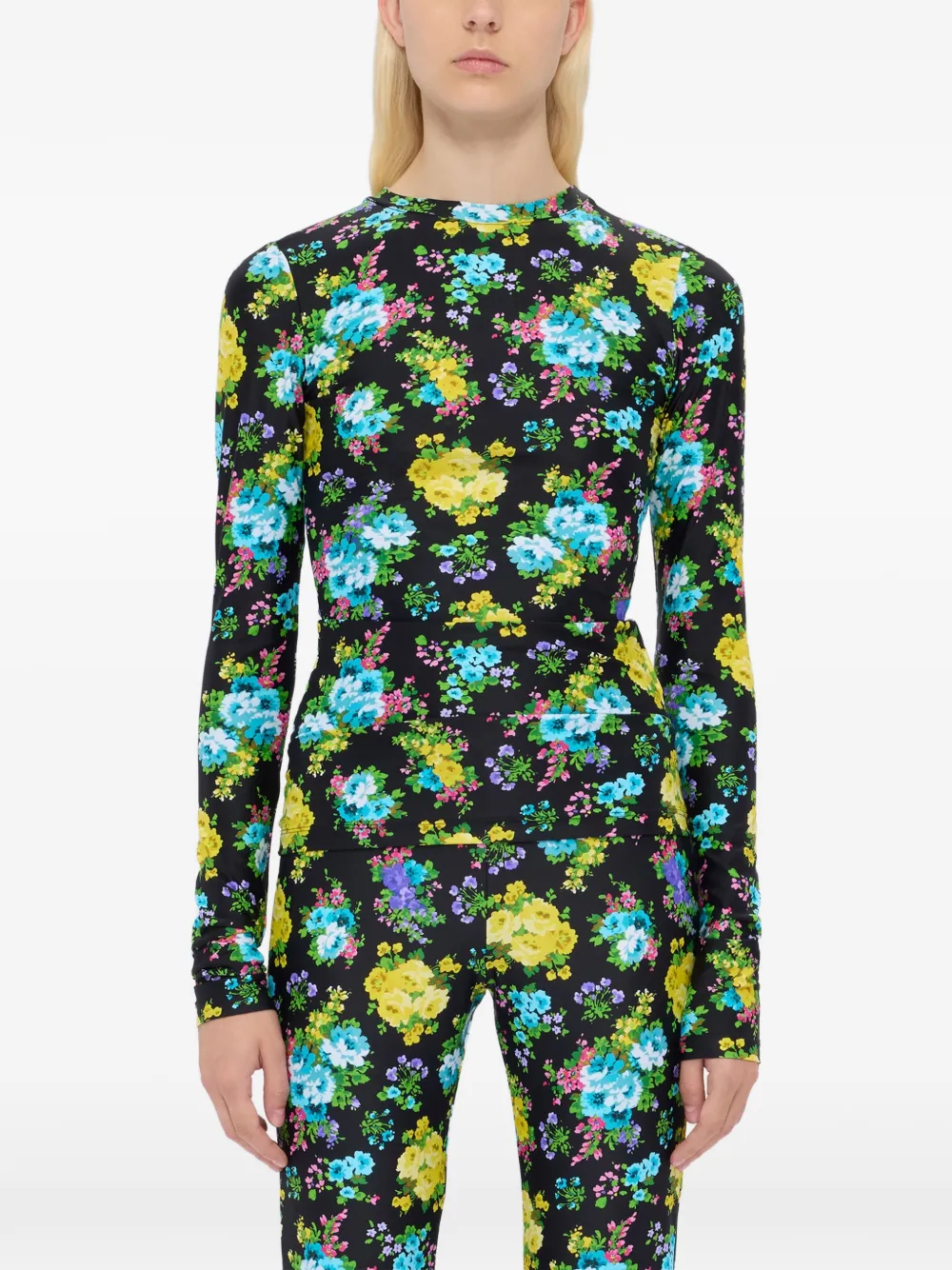  Msgm Top Con Detalle Floral - Negro 
