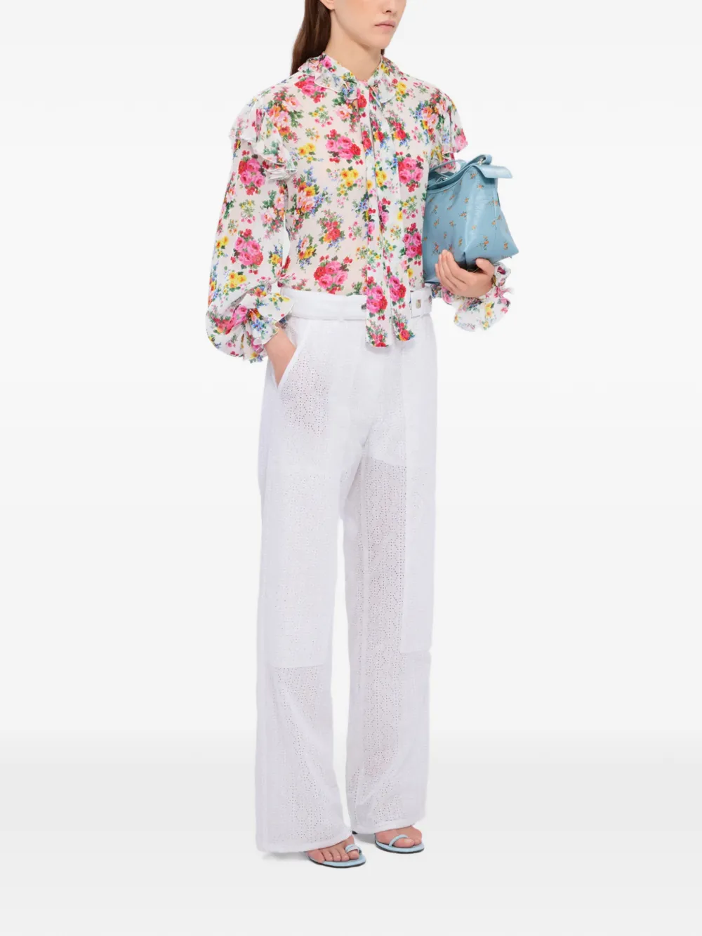  Msgm Eyelet-embellishment Trousers - White 