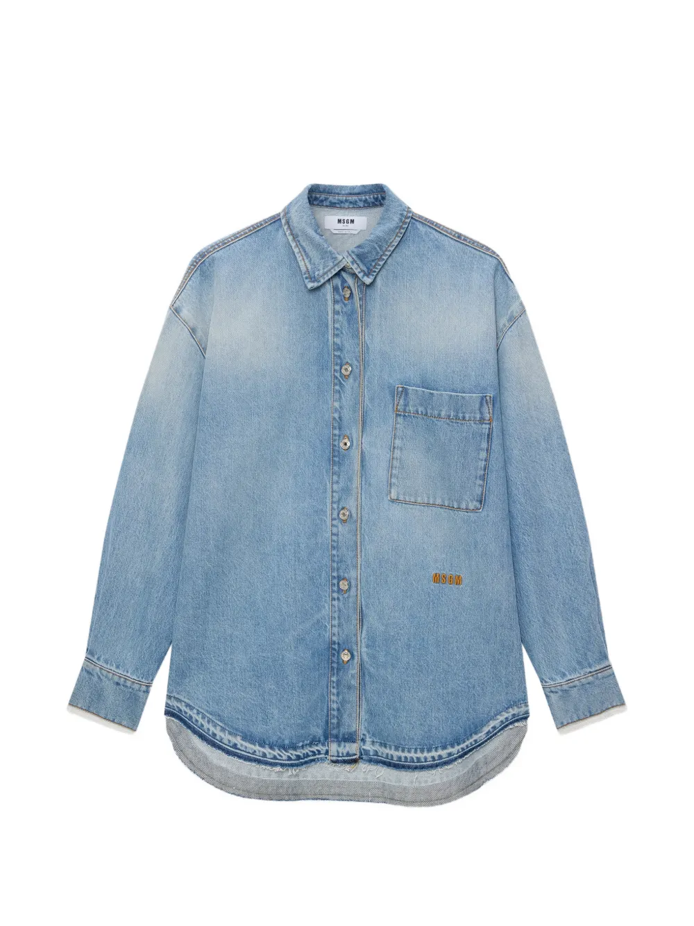 MSGM logo-embroidered denim shirt - Blu