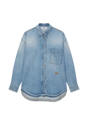 MSGM リボンディテール デニムシャツ | ブルー | FARFETCH JP