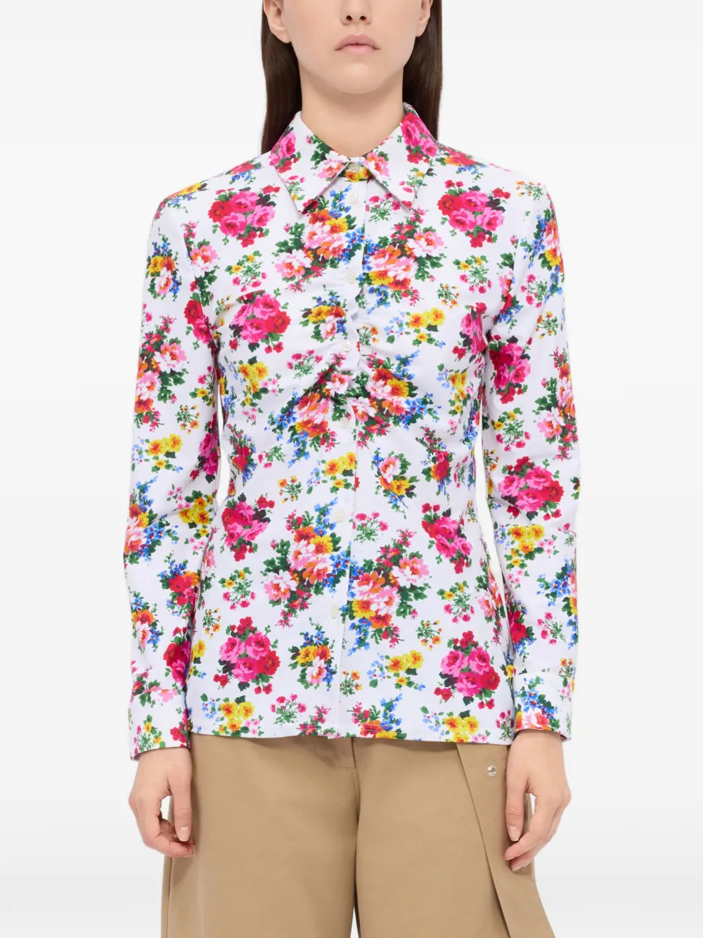 MSGM Overhemd met bloemenprint Wit