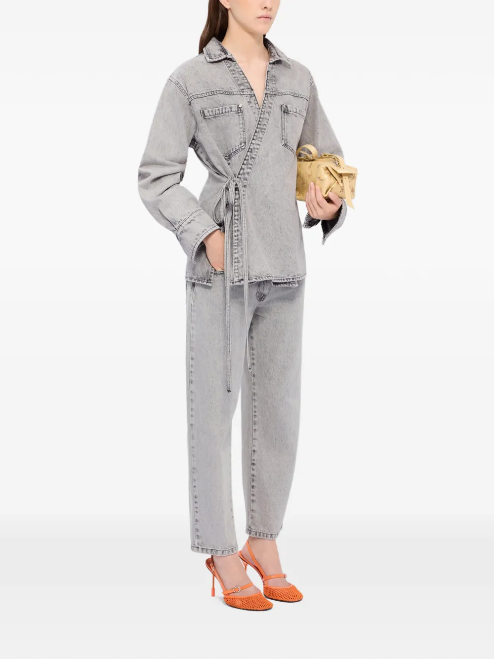  Msgm Logo-embroidered Tapered Jeans - Grey 