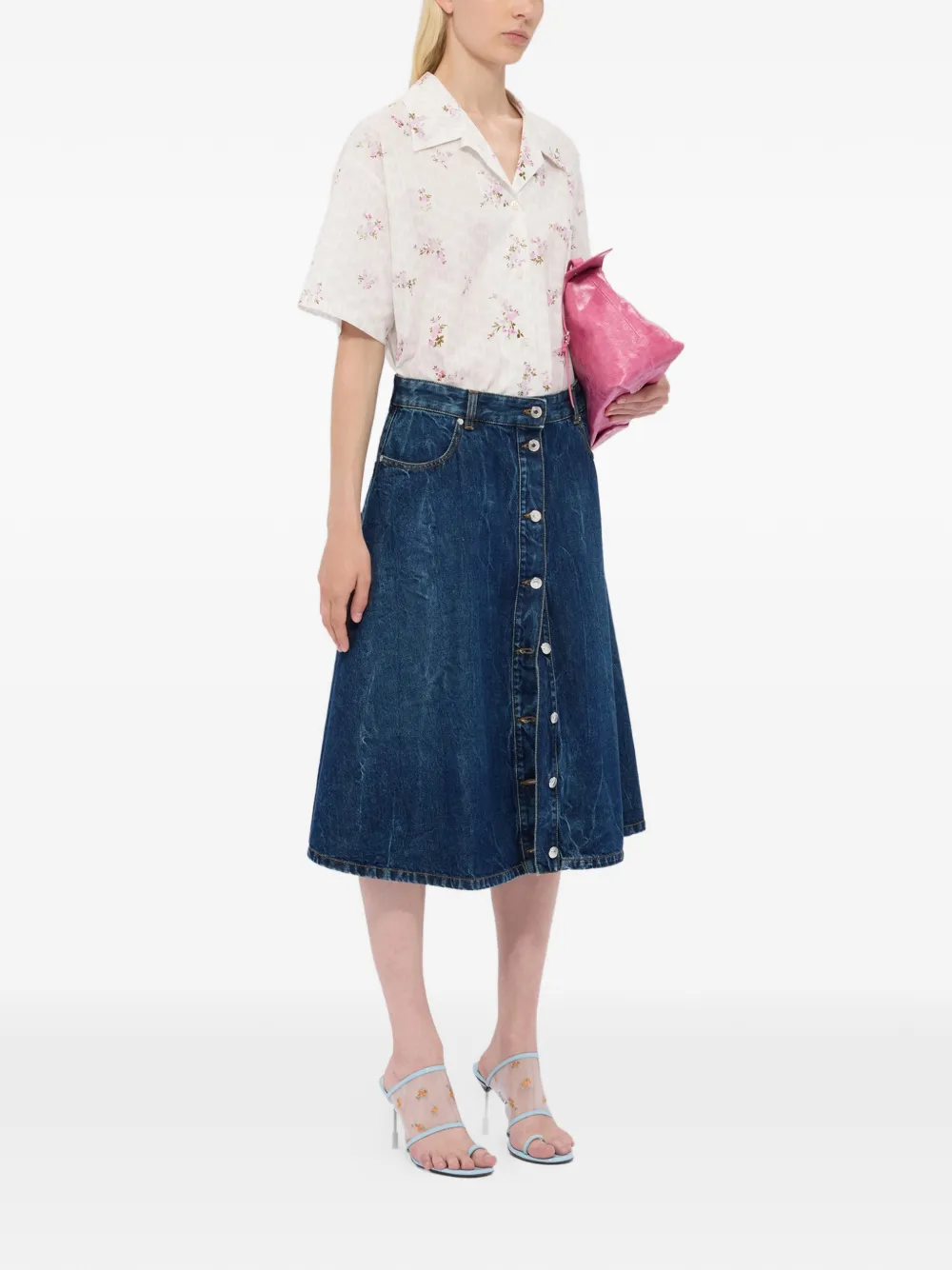  Msgm A-line Midi Skirt - Blue 