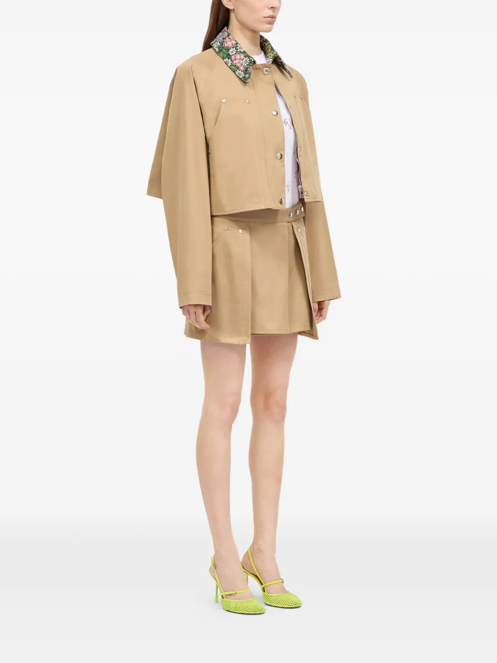  Msgm Button-details Wrap A-line Skirt - Neutrals 