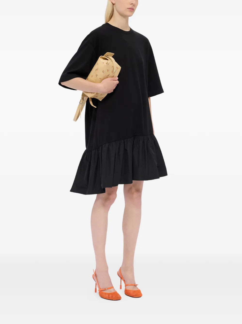  Msgm Ruffled-hem Mini Dress - Black 