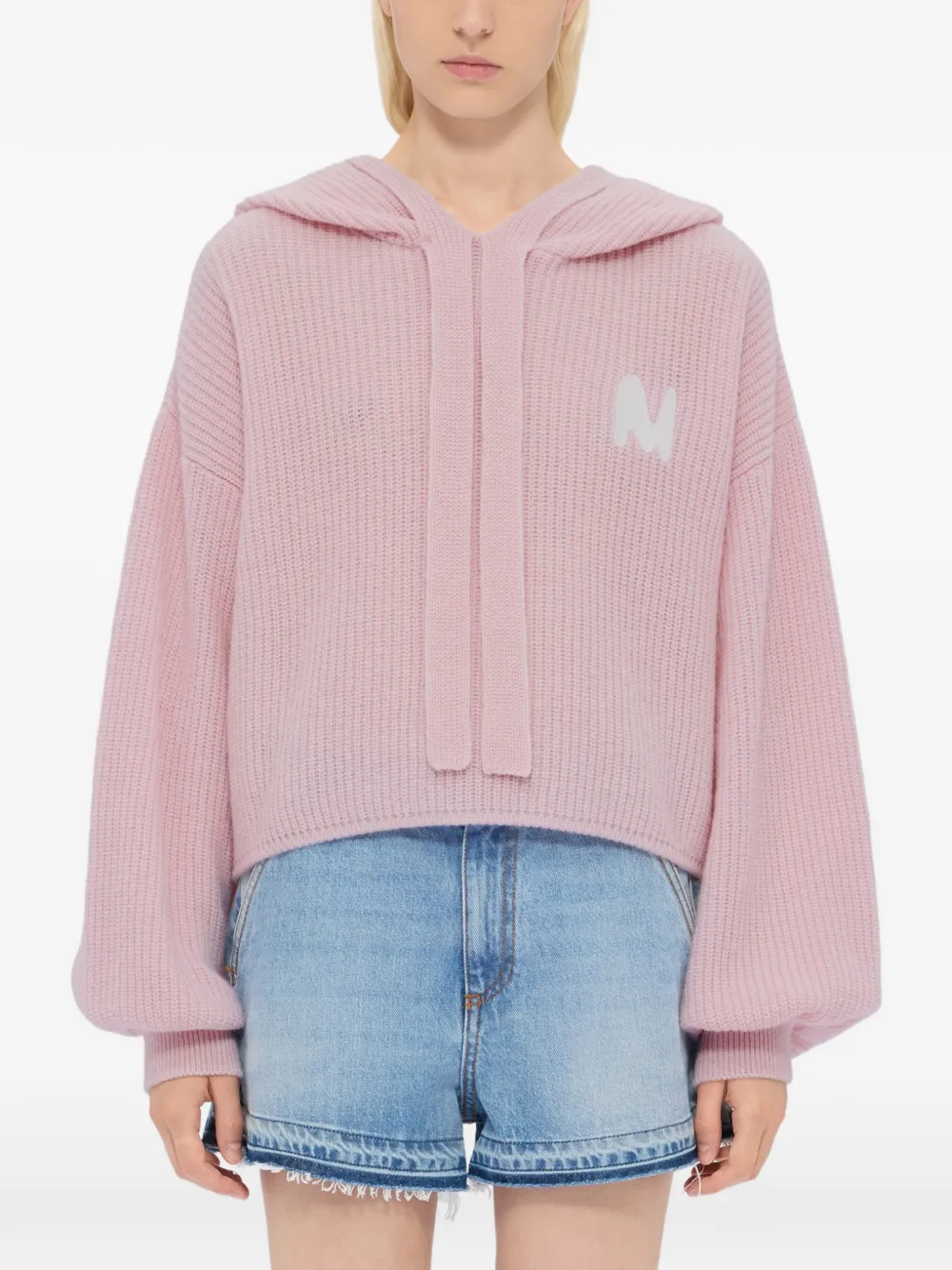 Msgm Pull à Logo Strassé - Rose 