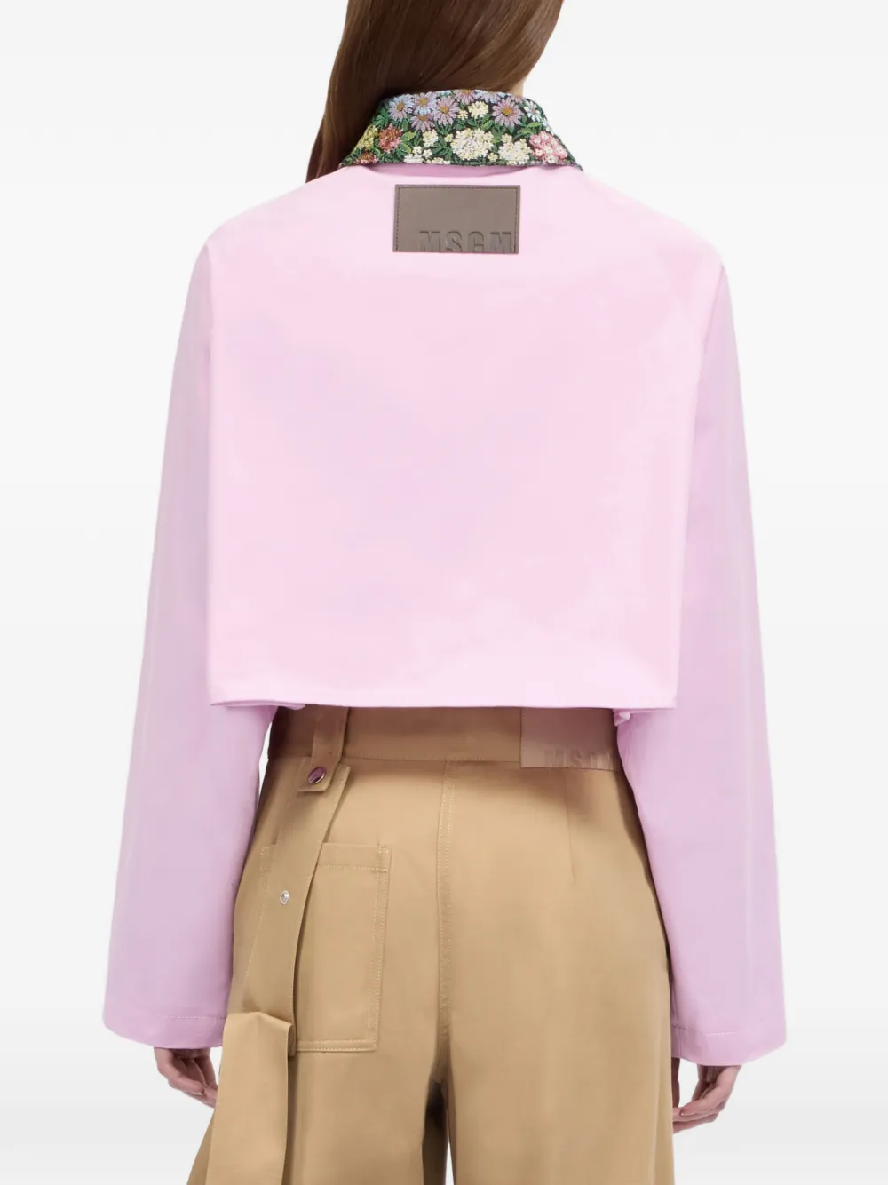 Floral-Collar Cropped Jacket