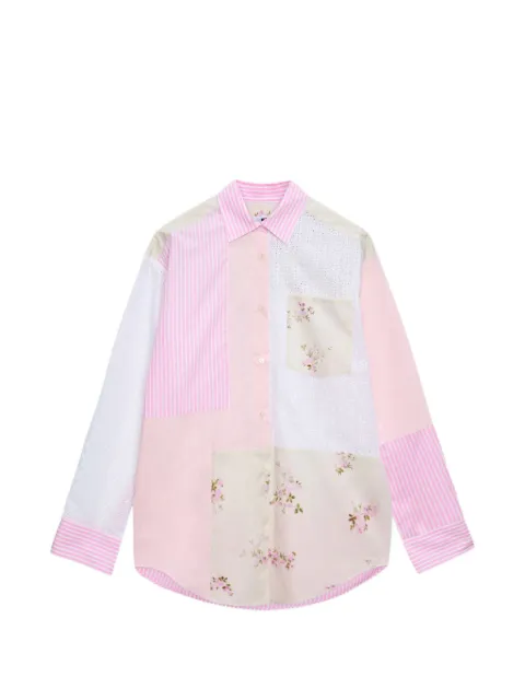 MSGM striped-pattern floral-print shirt