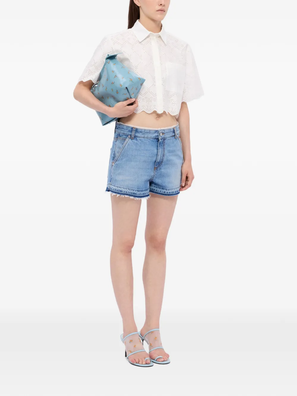  Msgm Frayed Shorts - Blue 