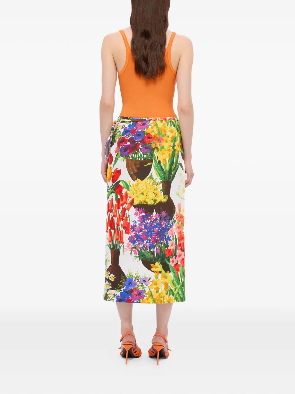 MSGM Midi-jurk met bloemenprint Wit