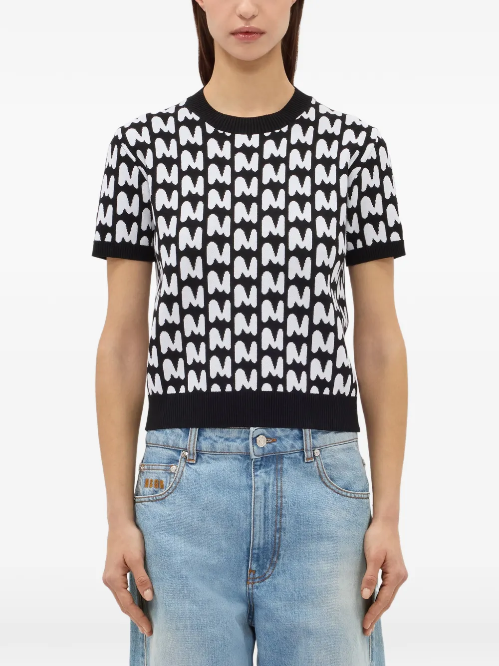  Msgm Patterned Short-sleeve T-shirt - Black 