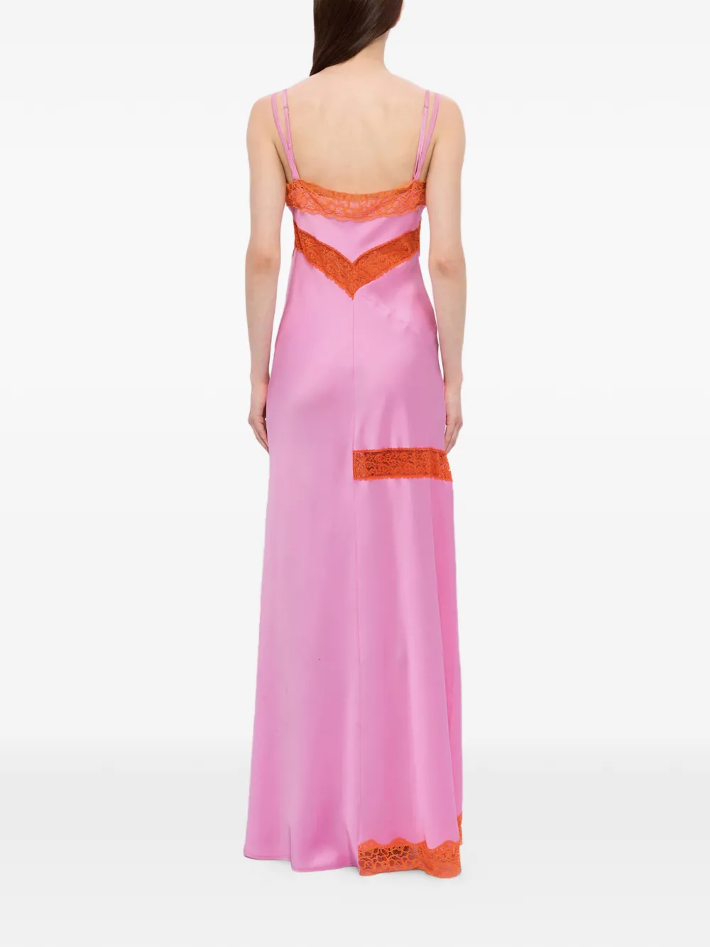 MSGM Maxi-jurk met kanten details en vlakken Roze