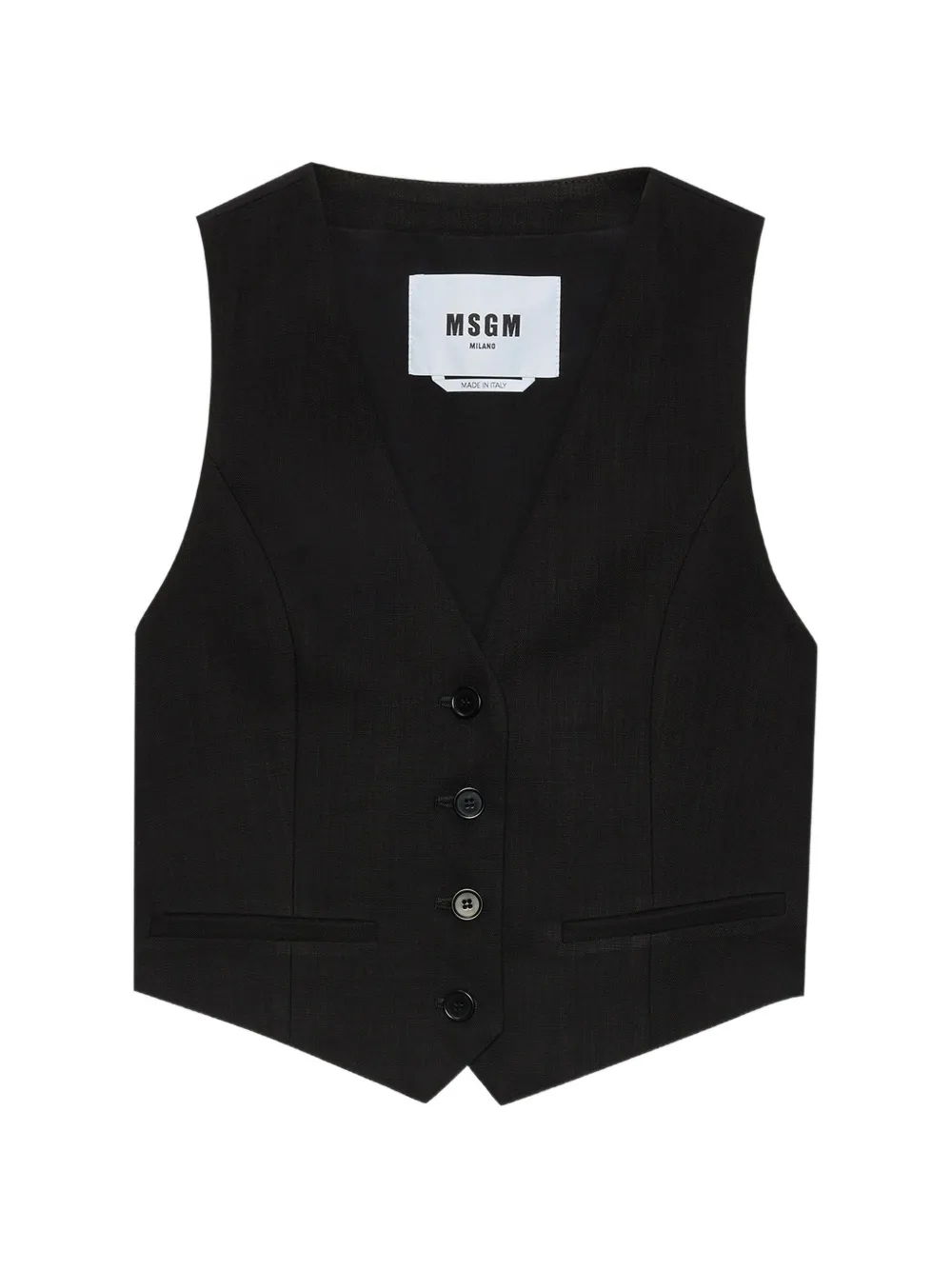 Msgm V-neck Buttoned Waistcoat In Black