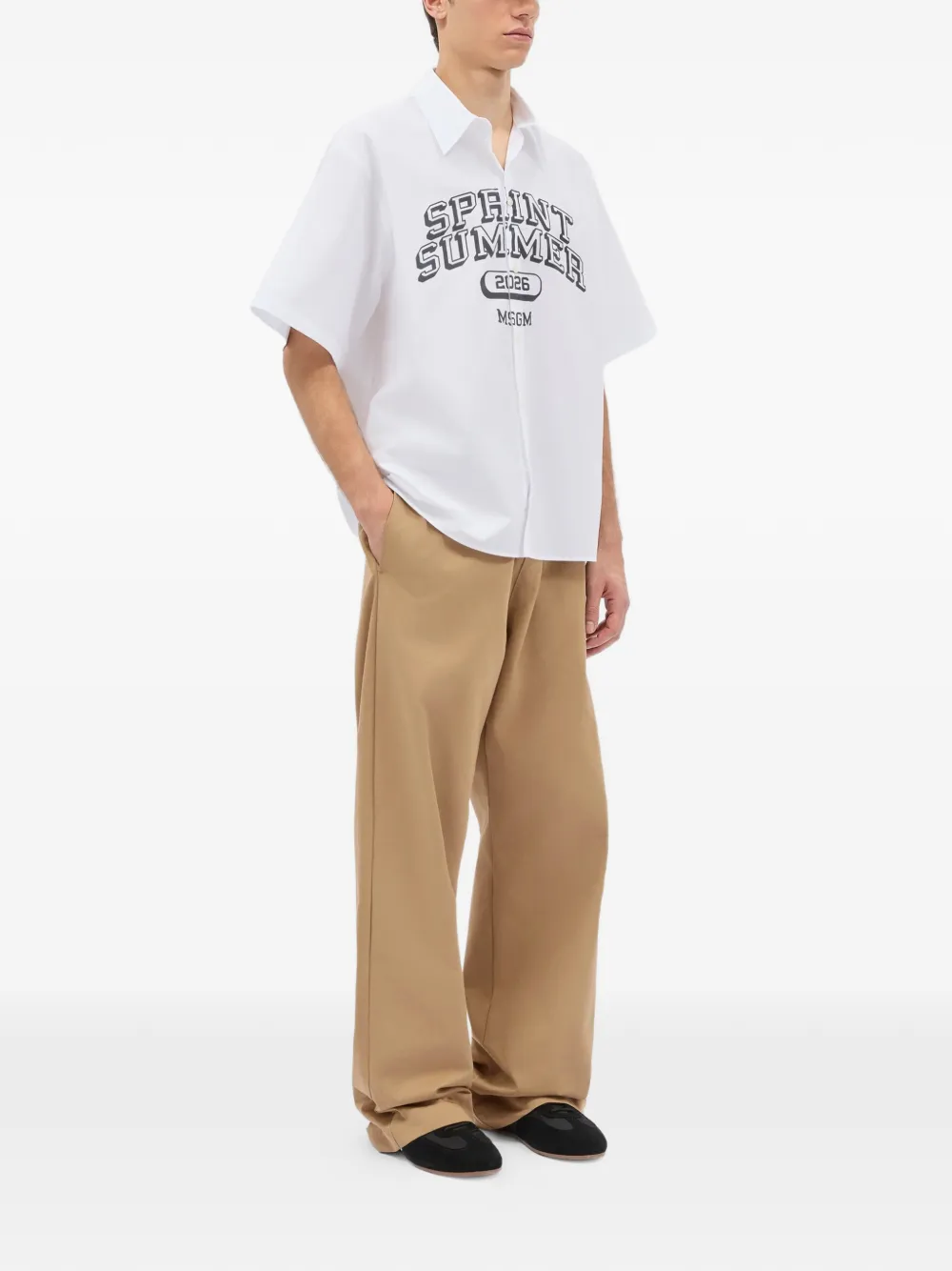 MSGM Broek met elastische taille Beige