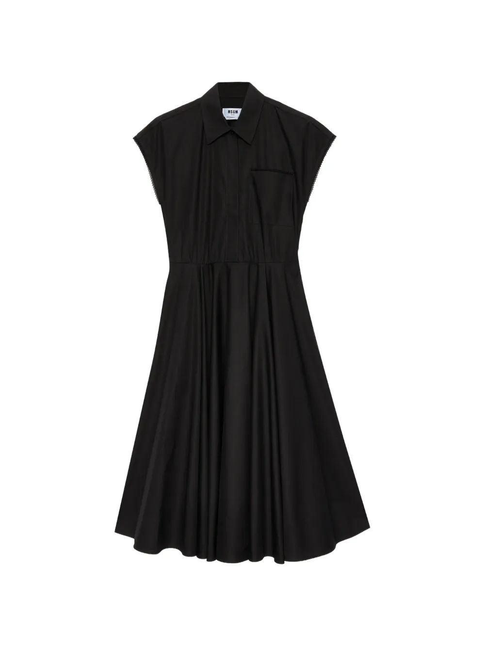 MSGM pocket shirt midi dress - Nero