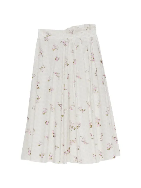 MSGM floral-print midi pleated skirt