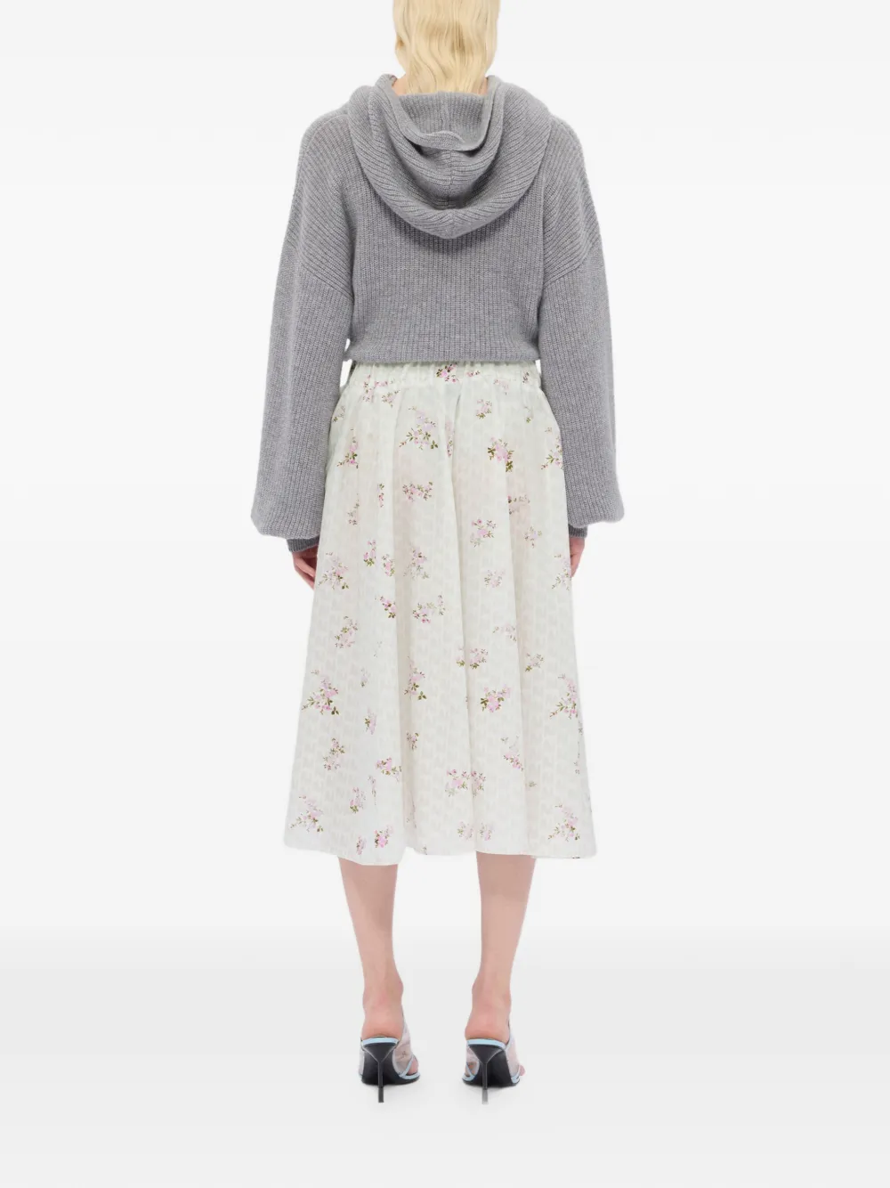 MSGM Midi-plooirok met bloemenprint Beige