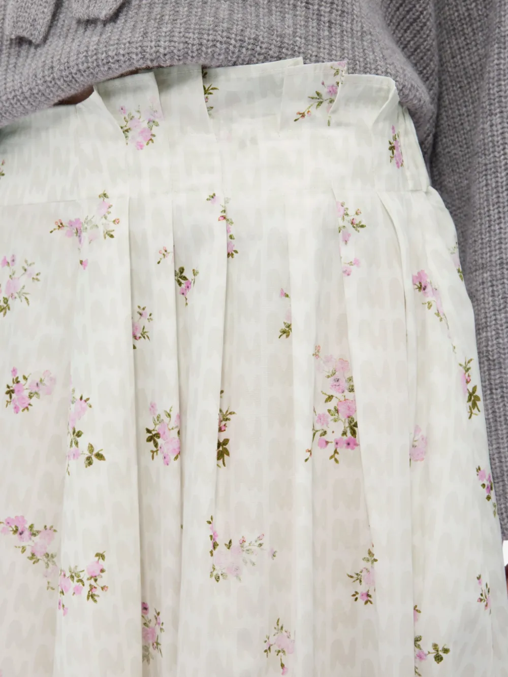 MSGM Midi-plooirok met bloemenprint Beige