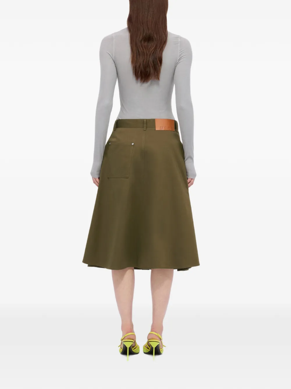 Buttoned Midi A-Line Skirt