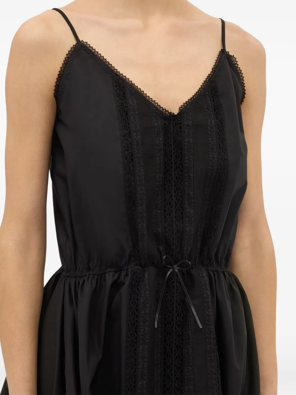 MSGM Asymmetrische jurk met afwerking van kant Zwart