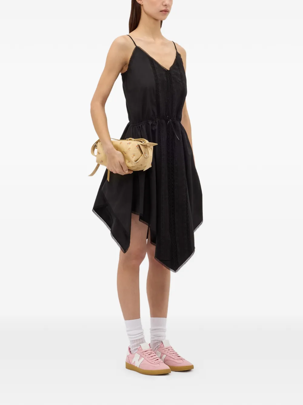  Msgm Vestido Asimétrico Con Ribete De Encaje - Negro 