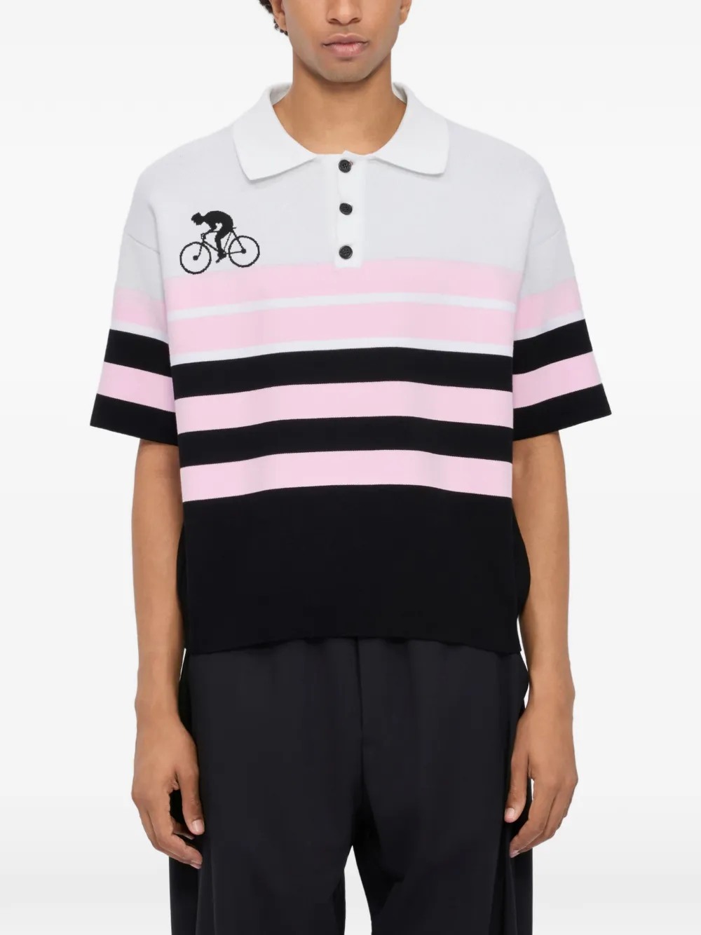  Msgm Polo A Rayas - Negro 