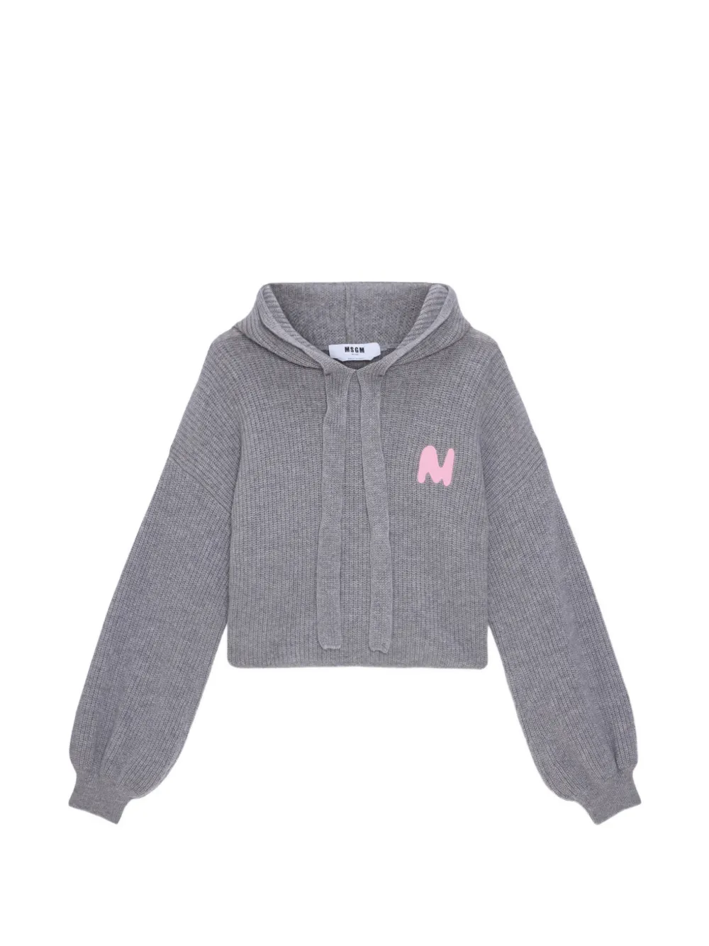 MSGM hooded balloon-sleeve sweater - Grigio