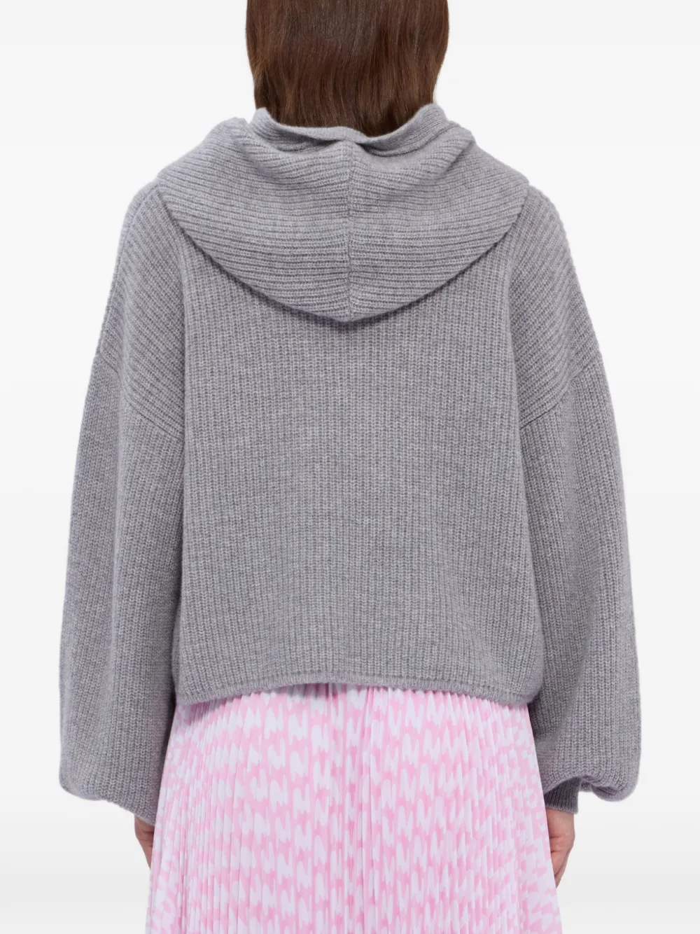 Hooded Balloon-Sleeve Sweater
