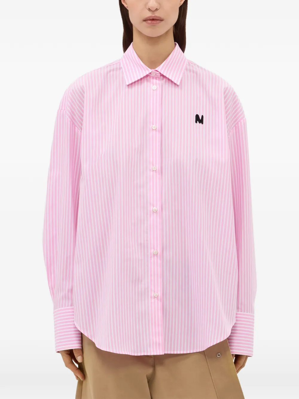  Msgm Striped Logo Shirt - Pink 