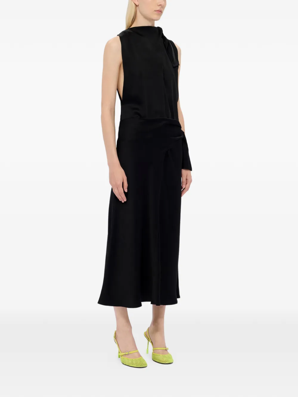  Msgm Bow Knot Midi Dress - Black 