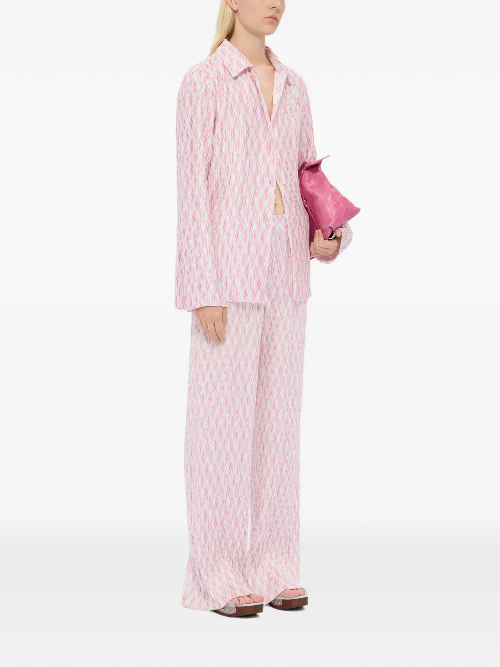  Msgm Pleated Checked Trousers - White 