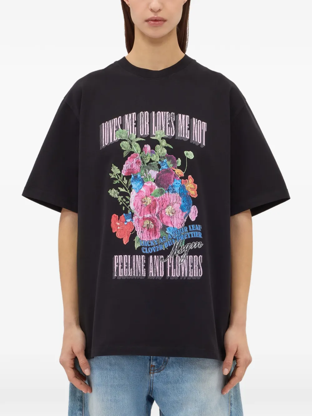  Msgm Floral-print T-shirt - Black 