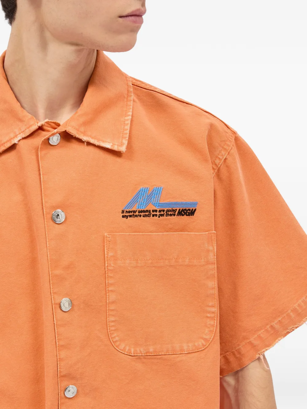 MSGM Button-down overhemd met franje Oranje