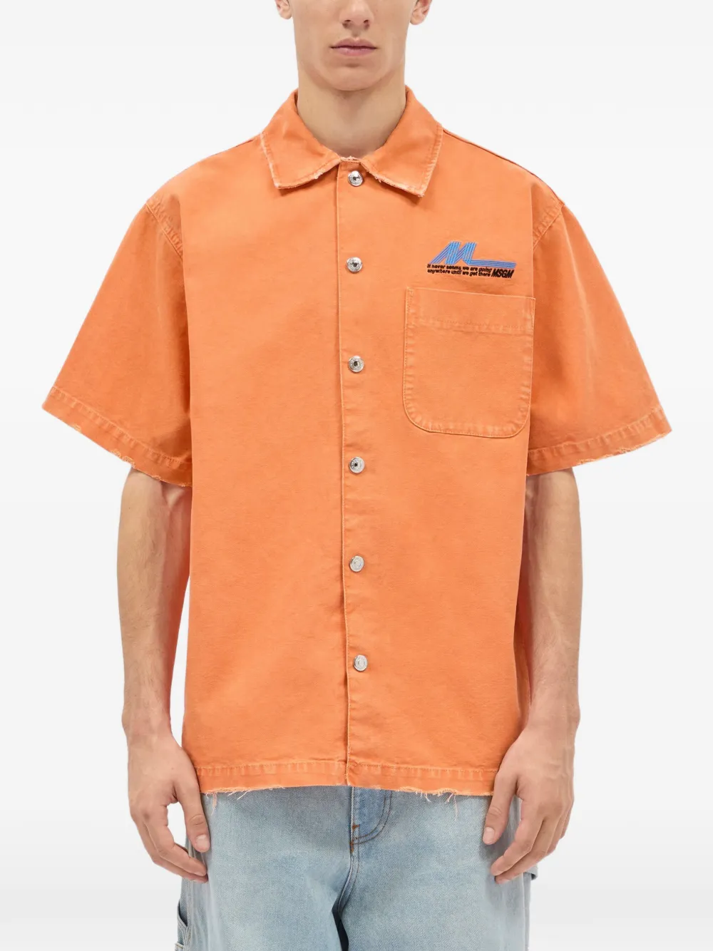 MSGM Button-down overhemd met franje Oranje