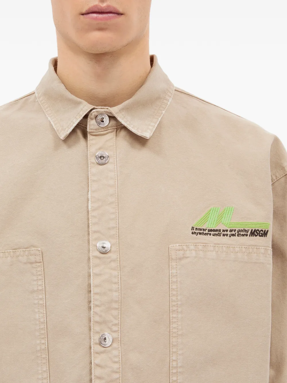 MSGM Overhemd met zak met knopen Beige
