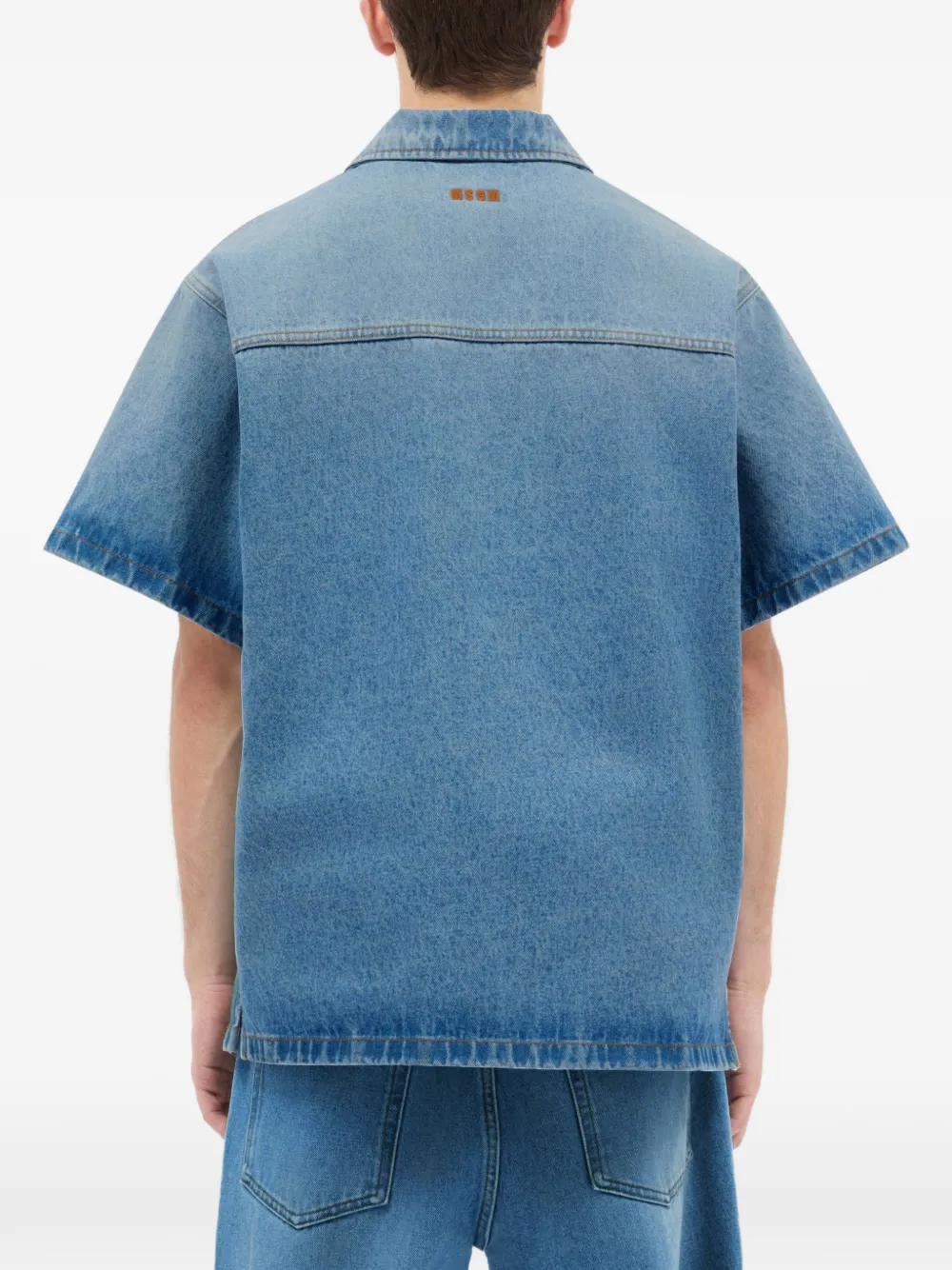 MSGM Overhemd met korte mouwen en zak Blauw