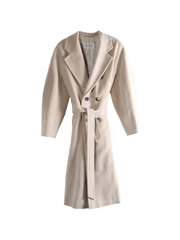 Max Mara Madame Belted Double-breasted Coat in Neutrals