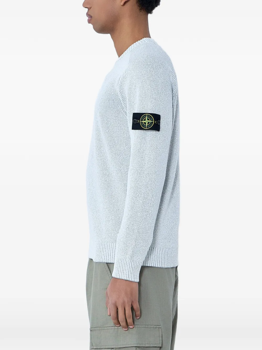 Stone Island Geribbelde trui met Compass-logopatch Grijs
