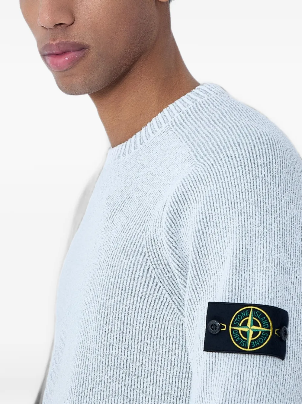 Stone Island Geribbelde trui met Compass-logopatch Grijs