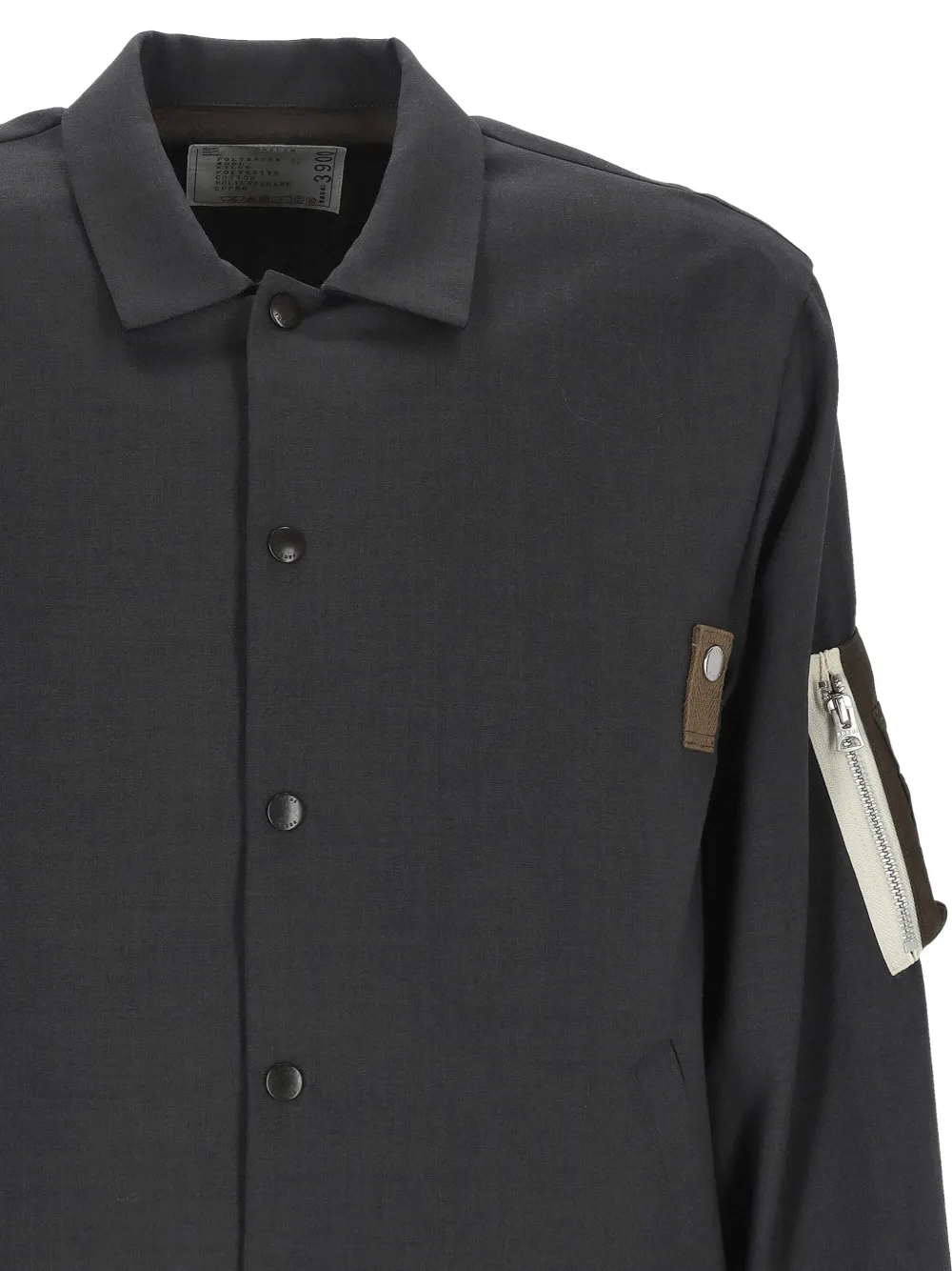  Sacai Button Zip Jacket - Grey 
